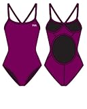 TYR Girls' Solid Diamondback Swim Suit, Magenta, 24