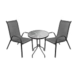 Mojawo 3-delige bistromeubelset, klapstoel, stoel, tafel, zitgroep, hoge rugleuning, bistrogarnituur, tuinmeubelen, tuinset, balkonmeubel