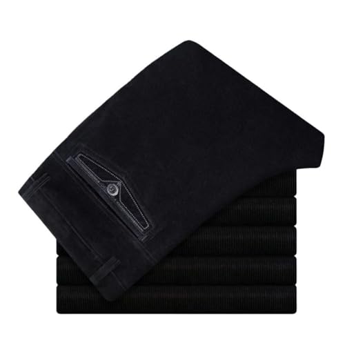 Pantalon droit en velours côtelé marron pour homme avec taille élastique chic