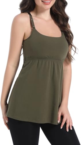 SUIEK Nursing Tank Tops Maternity Cami Cotton Breastfeeding Clothes (Small)