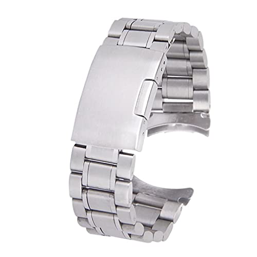 Bande de montre acier inoxydable réglable 20mm finition argent premium