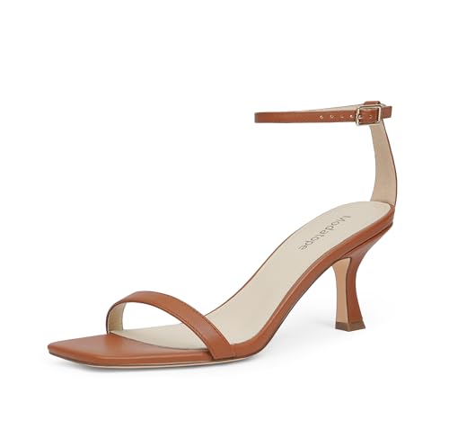Image of Modatope Womens Heeled Sandals Square Open Toe Kitten Heel Ankle Strap Heels for Women Daily Party Wedding Wear