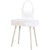 HOMCOM kinderkaptafel met spiegel, make-up tafel, bureau, kaptafel, 2 lades, massief hout wit 69 x 49 x 136 cm