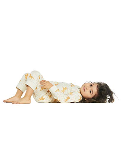 Image of Masala Kids Toddler Girl's Organic Zippered One Piece Unicorn Stars Pants, Vanilla, 3-6M