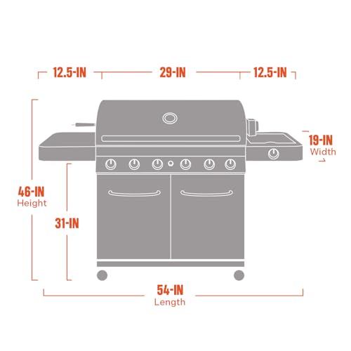 Monument Grills 77352 6+1 Burner Stainless Steel Cabinet Style Propane Gas Grill with Knob Controls, Side Burner, Built-In Thermometer, and Rotisserie Kit - Thumbnail 3