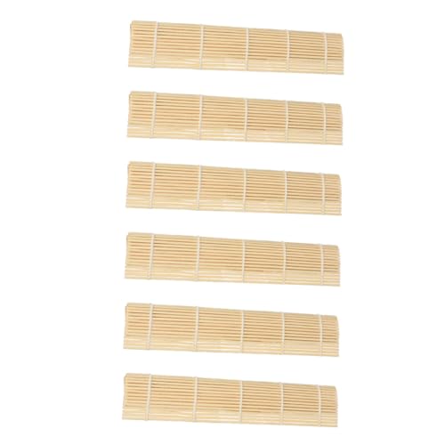 AMUSLESUR 6 piezas Esterillas Sushi de Bambú Natural para Hacer Kit Enrollables Resistentes y Fáciles de Limpiar Gadget para Restaurante y Uso Doméstico para Principiantes y Expertos