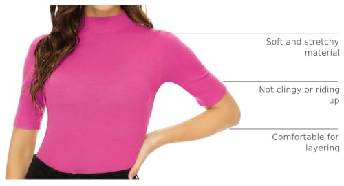 Image of Anbenser Women's Short Sleeve Mock Pullover Sweater Knit Jersey Top Slim Fit