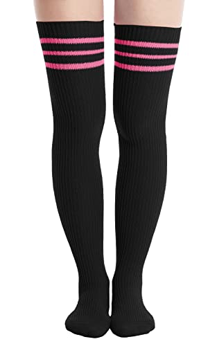 Image of Abodhu Womens Thigh High Socks, Over Knee Socks for Women, Striped Knit Long Tall Stockings, Cosplay Casual Socks