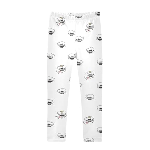 ZZKKO Girls Leggings Kitten Japanese Ramen Yakisoba Toddler Girls Clothes Leggings for Girls Toddler Girls Leggings 3-4T