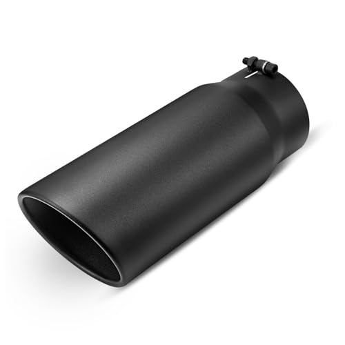 EVIL ENERGY 5 to 6 Diesel Exhaust Tip for Trucks Universal Bolt-On Black Powder Coated Stainless Steel 15 Length