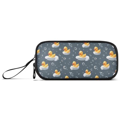 CIJEMAPW Duck Large Capacity Pencil Pouch Bathtub 3 Compartment Zipper Pencil Case, Pen Bag for School Teen Men Women