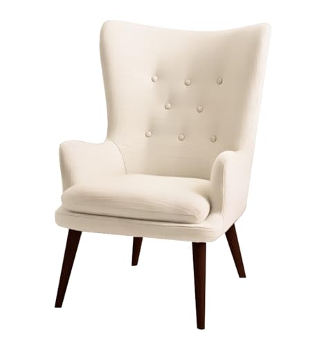 Image of Lakdi The Furniture Premium Wingback Accent Chair for Living Room with Upholstered Fabric, Tufted Back Rest & Soft Padded Seating | 5 Years Warranty | Free Assembly - 15185139