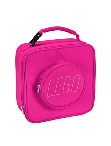 LEGO Lunch Bag, Durable and Insulated, with Mesh Pouch and Zip Compartment, Perfect for On-the-Go Meals, Pink