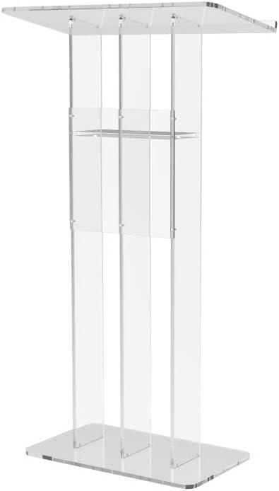 FixtureDisplays Podio transparente de plexiglás Lecturn Iglesia Púlpito Evento Boda Debate Discurso Escuela Trinidad Estilo Fácil Requiere Assebmly