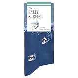 The Salty Surfer Socks – Funny Surfing Socks – Perfect Surf Gift – 1 x Pair, Size US 8-13 Blue – Surfer Gifts for Men Dad Teen Boys