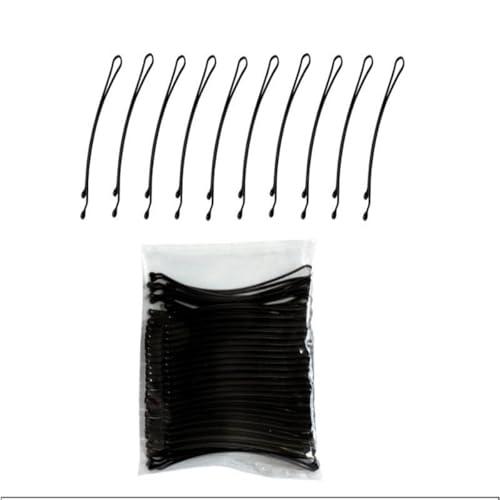 Danrenpang 100 horquillas para el pelo de 5 cm, color negro, para mujeres y niñas, pinzas invisibles, accesorios para el cabello a granel (100 unidades, 5 cm, estilo curvado negro)