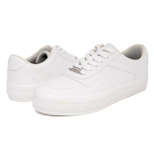 Image of Nautica Platform Sneakers for Womens Fashion Trendy Shoes White Casual Sneaker Thick Sole Everyday Walking Shoes