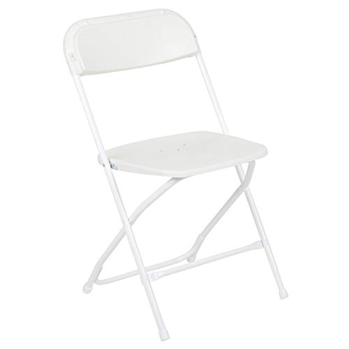 Flash Furniture Hercules Series 800-Pound Premium Plastic Folding Chair, White