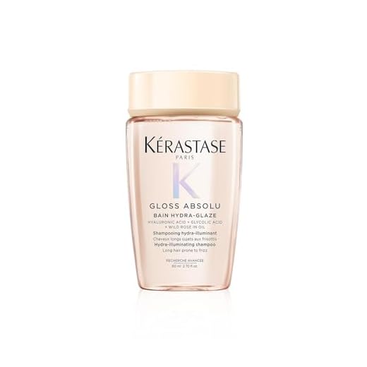 KÉRASTASE Gloss Absolu - Bain Hydra-Glaze - Shampoing Hydra-Illuminant - Acide Hyaluronique, Acide Glycolique & Rose Sauvage - Cheveux Longs & Sujets aux Frisottis - 80 ml