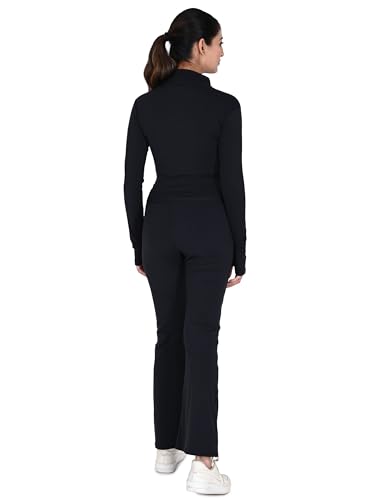 Image of SSoShHub High Waist Stretchable Gym Flair Pant, Stylish Bra and Jacket Gym wear /Active Wear Yoga Flair Pants Dance Womens Workout Tights, Jacket Top Stretchable Sportswear set