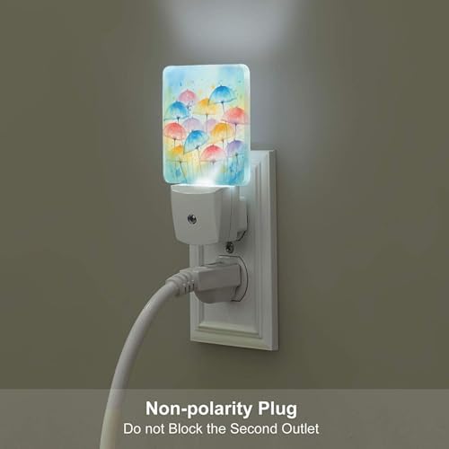 Image of Futterya Plug-in LED Night Light, Watercolor Rainbow Set of 2 Dusk-to-Dawn Auto Sensor Decor Lamp