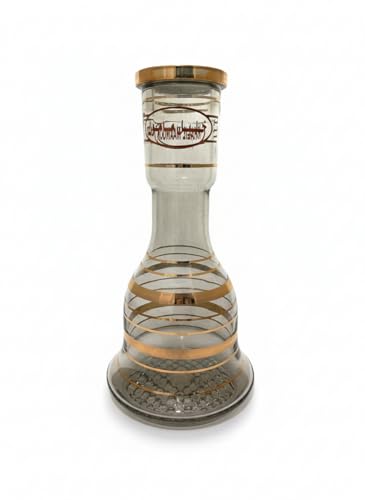 Khalil Mamoon Authentic 2-Level Large Glass Hookah Vase Hand-Painted Gold Banding Professional Tall Series