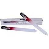 ClassyLady Professional Glass Nail File - Double Sided Glass Nails File instead of Emery Boards and Buffers, Nail Files without Cases (Black/Red 2 Pack)