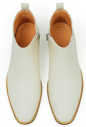 Santimon Chelsea Boots for Men Formal Dress Ankle Boots Fashion Comfortable Genuine Leather Plain Toe Double Zipper Chukka Boots Mens Business Causal Tuxedo Wedding Prom Winter Boots3