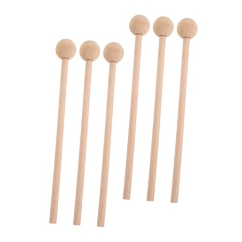 OFFIGAM 6個用オルフスル木製マレット 丸ヘッド木琴スティック 幼児音楽教育用打楽器 持続性とリズム育成になパーカッションビーター