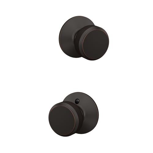 Image of Schlage F10 BWE 716 Bowery Door Knob, Hall & Closet Passage Lock, Aged Bronze