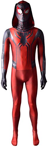 Superheld ps5 Spiel Kostüm Cosplay Zentai Jumpsuit Super-Vers Miles Morales Bodysuit Mit Kapuze Halloween Kostüm Disfraces-Kids XL