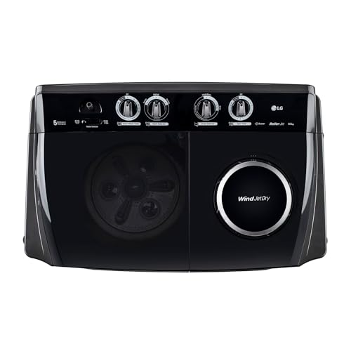 Image of LG 8.5Kg Semi Automatic Top Load Washing Machine, Roller Jet Pulsator + Soak,(P8535SLMZ, Full Black)