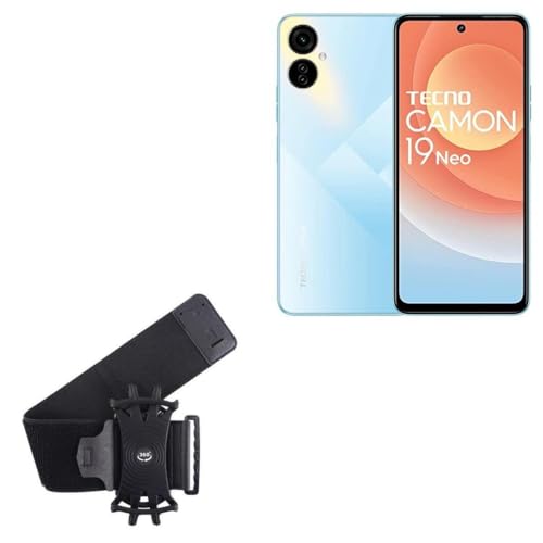 BoxWave Holster Compatible with Tecno Camon 19 Neo - ActiveStretch Sport Armband, Adjustable Armband for Workout and Running - Jet Black