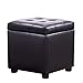 NNHDWS Skórzany taboret do przechowywania, stołek na sofę, domowe kwadratowe pudełko do przechowywania, wielofunkcyjny stołek do przewijania butów, stołek do salonu, czarny, czerwone wino, czarny, S