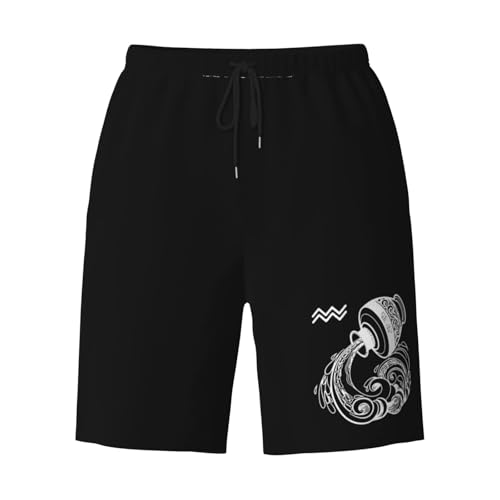 Zodiac Sign Aquarius Mens Swim Trunks Quick Dry Board Shorts 7" - Hawaii Beach Swimwear3