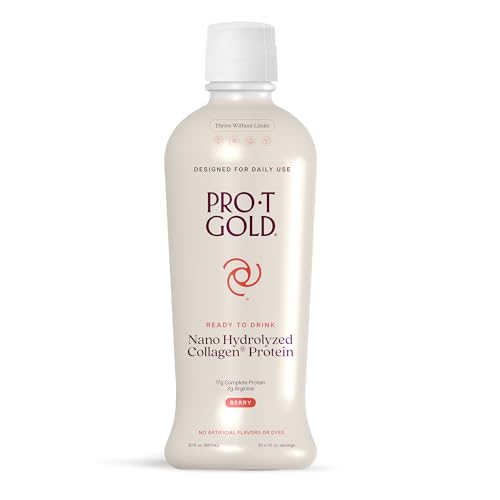 ProT Gold Liquid Collagen Protein Shot, 17g Clear Protein Nano-Hydrolyzed Grass Fed Collagen, 2g Arginine for Wound Support, Gluten Free, Sugar Free, 0g Carbs, Non GMO, Orange Creme, 30 fl oz Bottle