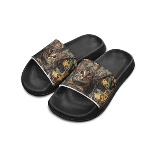 Rerteryuro Cat Camo Kids Sandals Boys Quick-Dry Sandals for Girls Size 5 Waterproof Little Kids Pool Beach Rubber Slides