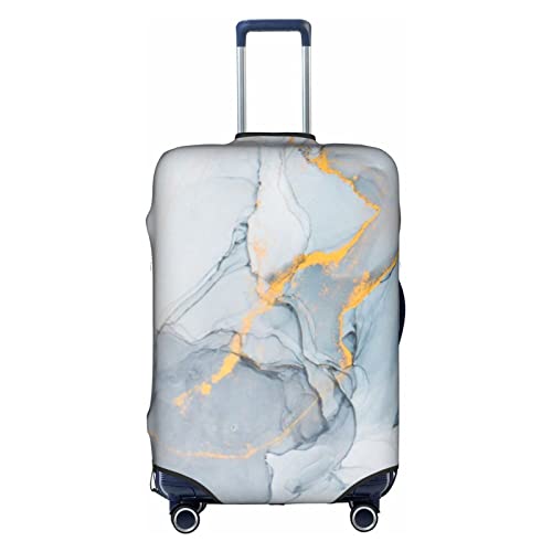 Gold Grey Marble Abstract Travel Luggage Cover Fits 18-32 Inch Luggage, Elastic Suitcase Cover Protector with Concealed Zipper for Wheeled Suitcase Tsa Approved