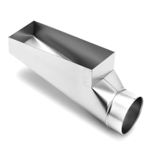 Flutesan 4 x 10 x 4 Inch Rectangular Duct End Boot Galvanized Floor Duct Boot 90 Degree Rectangular to Round HVAC Transition 4 Round to 10 x 4 Vent Adapter 30 Gauge