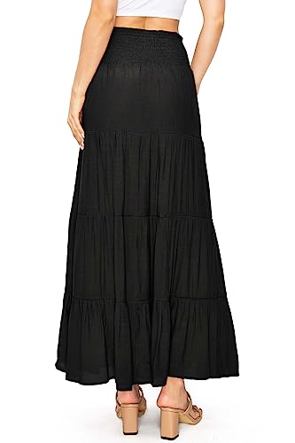 Love Tree Women's Juniors Classic Shirred Boho Midi Skirt2