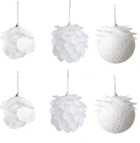 6 Stück Weihnachtskugeln Weiß, 8CM Christbaumkugeln Kunststoff...