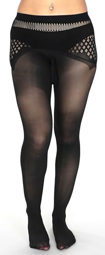 Mona's Choice Lightweight Semi-Opaque Low Waist Mens Trouser Tights/Mens Pantyhose (US, Alpha, Large, Regular, Regular, Pouch, Black)2