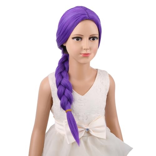 Image of Purple Braid Wig Women Purple Wig Costume Wig Halloween Wig Synthetic Wig with Wig Cap