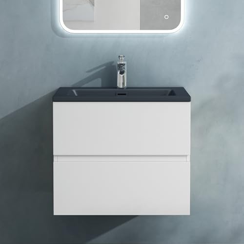 LEGNAME SOSTENIBILE SENZA VERNICE PITTURATO: Il mobile da bagno sospeso adotta legname sostenibile senza vernice pitturato, che ha una buona resistenza all'umidità, non è facile da deformarsi, ed è durevole e resistente.