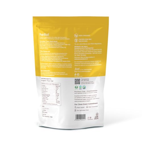 Image of Pure & Sure Organic Toor Dal 1Kg | 100% Natural & Premium Arhar, Tur, Tuar Dal | Rich in Proteins & Fibers | Unpolished & Unadulterated| Steam Sterilized