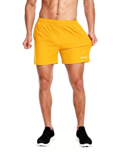 Image of EZRUN Men's 5 Inches Running Workout Shorts Quick Dry Lightweight Athletic Shorts with Liner Zipper Pockets
