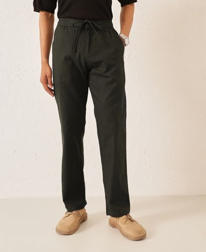 Image of Majestic Man Men's Premium Linen Blend Pants | Lightweight Fabric | Elastic Waist with Drawstring | Regular Fit | Side, Back Pockets | Perfect for Casual, Holidays & Travel