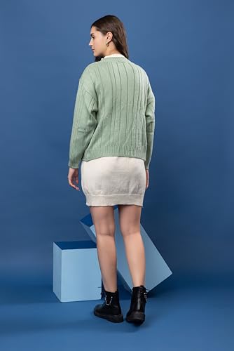 Image of Women Woolen V Neck Casual Wear Stylish 3 Button Cardigan Sweaters for Winter Season