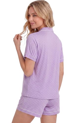 Image of LUBOT Womens Bamboo Viscose Pajamas for Women PJ Set 2 Piece Cooling Soft Short Sleeve Capri Pants Summer Sleepwear Set S-XXL