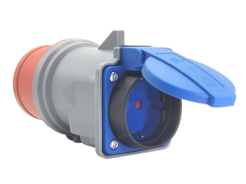 CEE Adapter 16A 5-polig auf Schuko Kupplung IP44 Stecker / IP54 Steckdose 400V auf 230V Stromadapter für Baustelle Camping Werkstatt